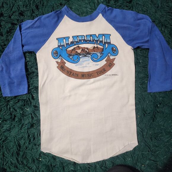 Vintage Alabama Mountain Music Tour 1982 Raglan Band Tee Made in USA S - Picture 2 of 7